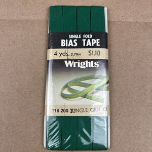 Vintage Jungle Green Wrights Bias Tape Single Fold - 4 Yards - 117-200-081!